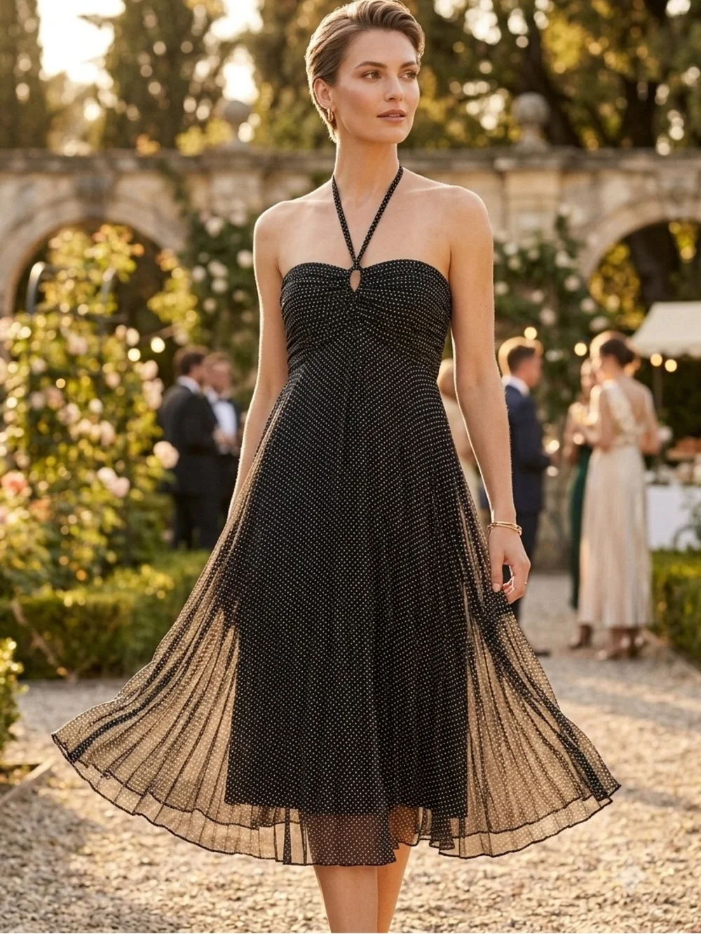 simkhai cersei cotton poplin midi dress Women's V-neck Stephanie Pleated in Black/Multi, Size 8 about 26 Model measurements Ivanka Trump's most daring NPU-Dorie-202606 Size:14-16 UK